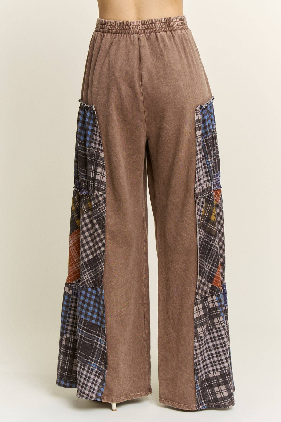 Mineral Washed Tiered Plaid Wide Flare pants HP6675