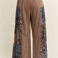 Mineral Washed Tiered Plaid Wide Flare pants HP6675