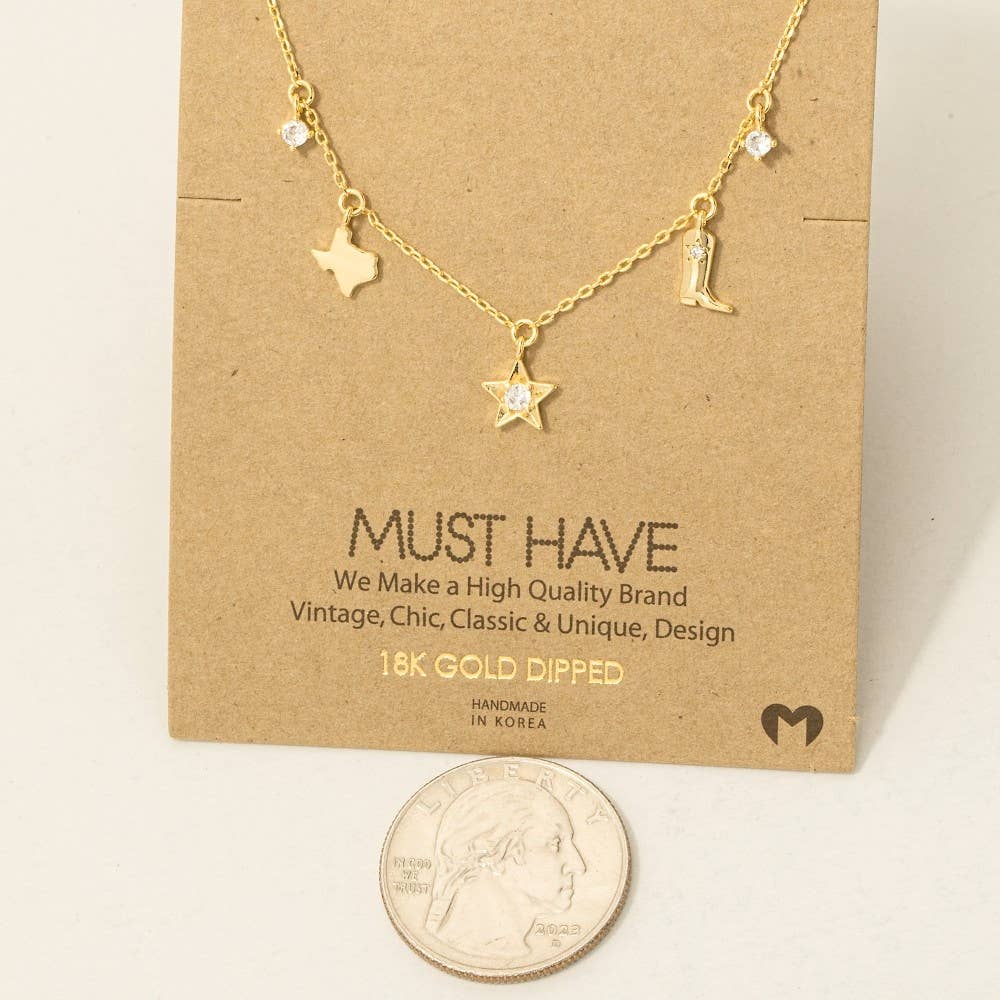 Texas Star Boots Western Station Necklace