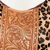 Leopard and Embossed Leather Hobo Purse
