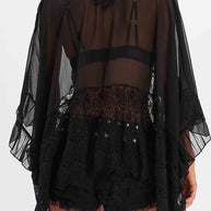 Lace Ruffle Batwing Blouse