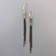 Green hematite &  chain fringe should duster earrings