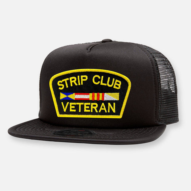 Strip Club Veteran Trucker Hat, Flat Bill