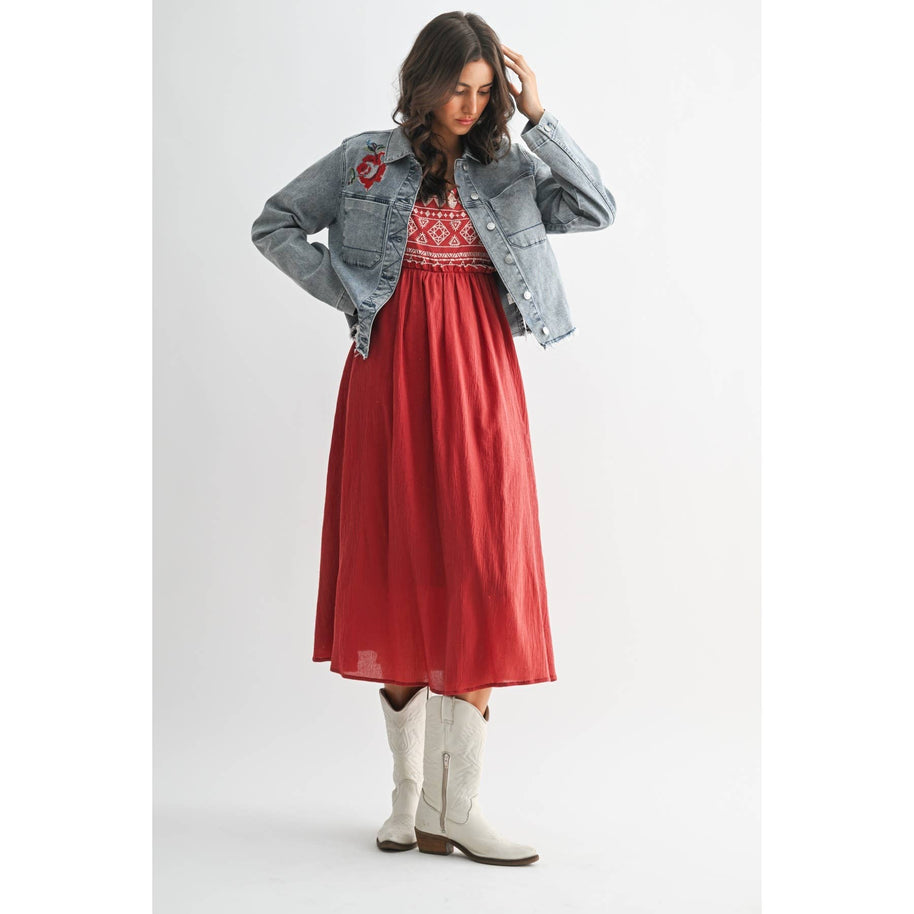 Rose Embroidered Denim Jacket