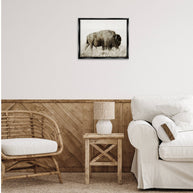 Bison Grazing in Field Floater Framed Art