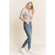 Lace Short Sleeve Shirt, S-3X