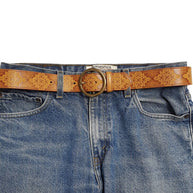 Hand Painted Tooled Belt, Round Buckle