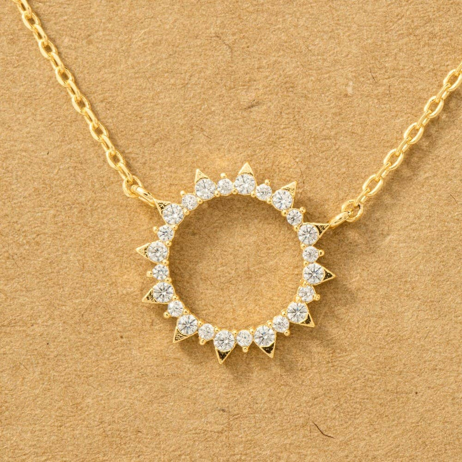 Pave Circle Sun Necklace