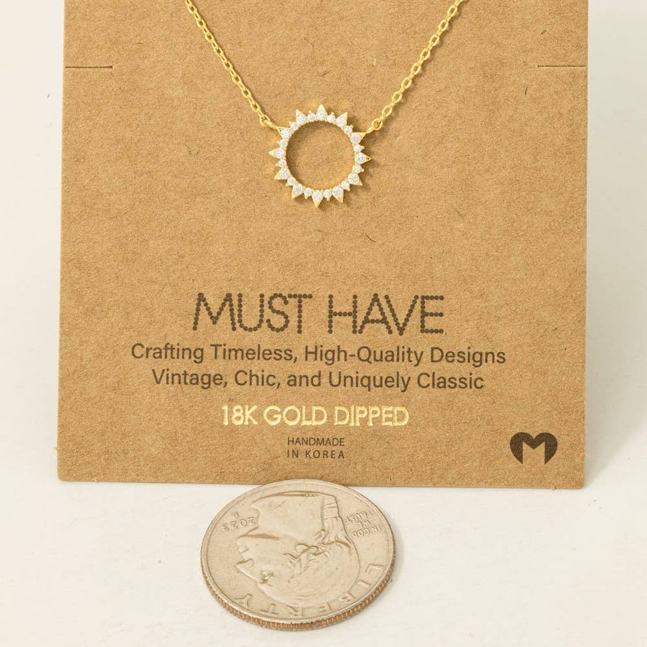 Pave Circle Sun Necklace