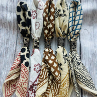 Boho Bandanas With Cowhide Leather Slides