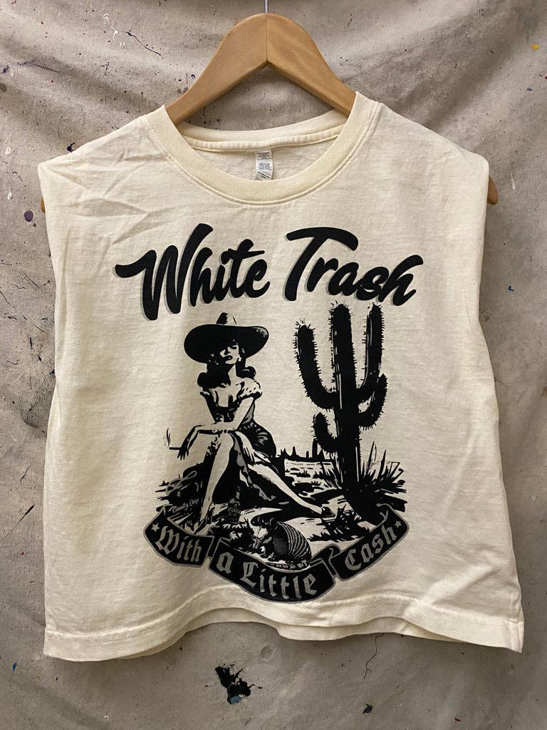 White Trash Boxy Midriff Muscle Top