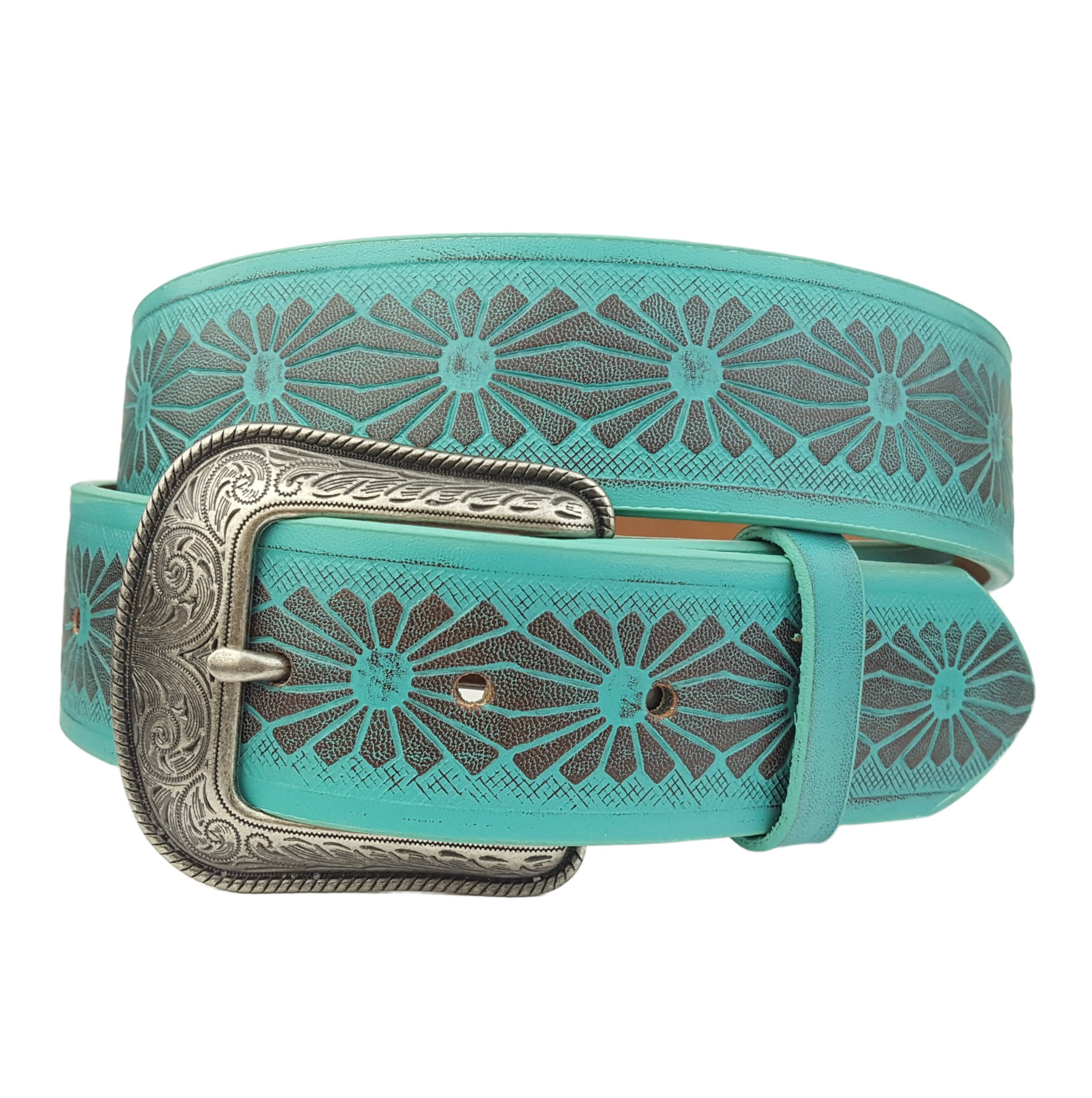 Western Hand Painted Floral Tooled Belt