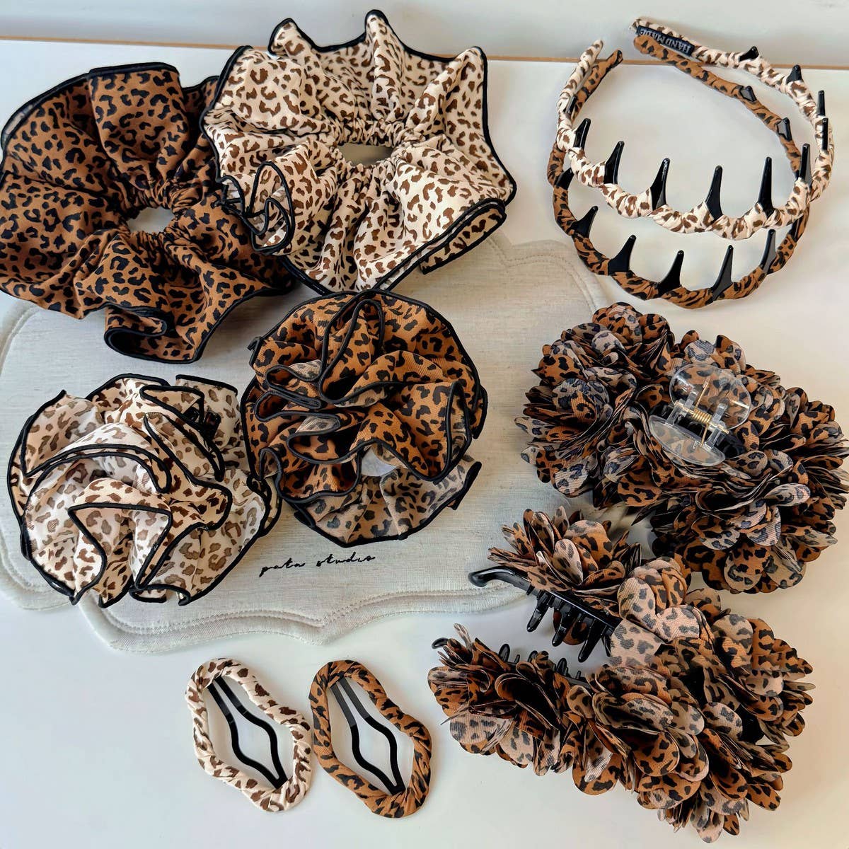 Leopard Bow Flower Claw Clip