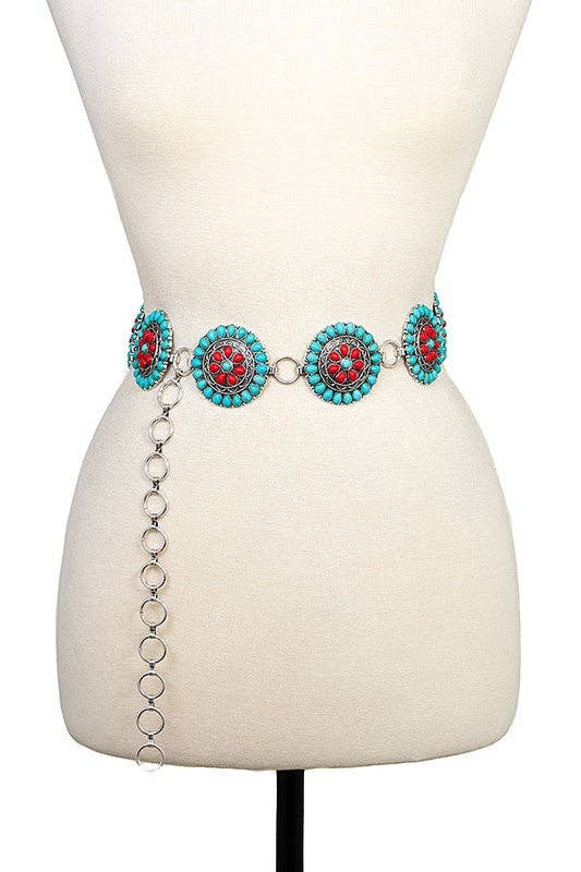 Round Floral Concho Belt