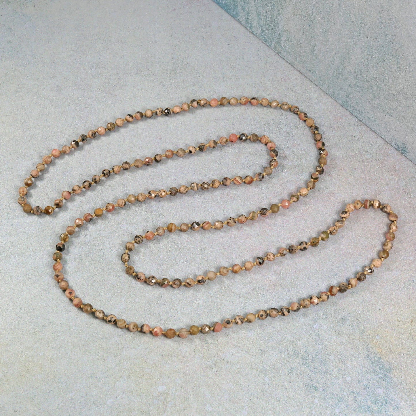 36" 4mm Infinity Micro-cut Rhodonite Necklace