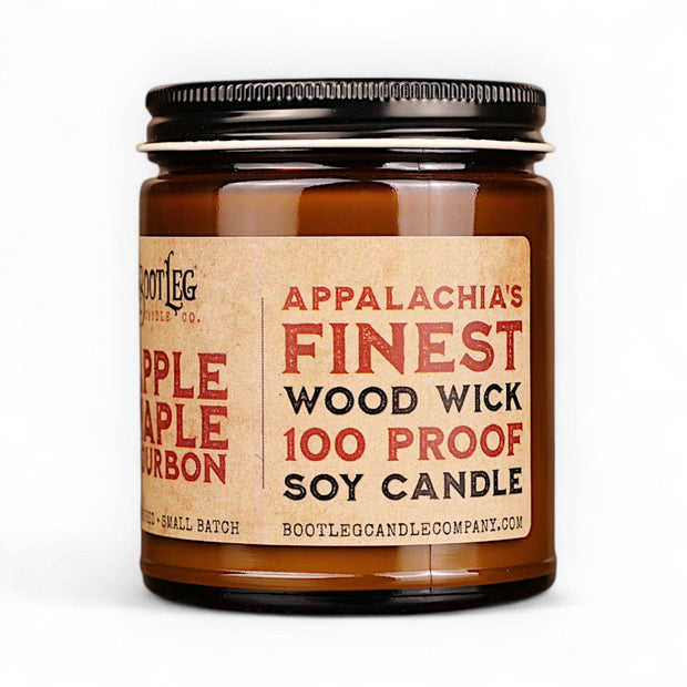 Apple Maple Bourbon - 8oz Soy Wax, Wood Wick Candle