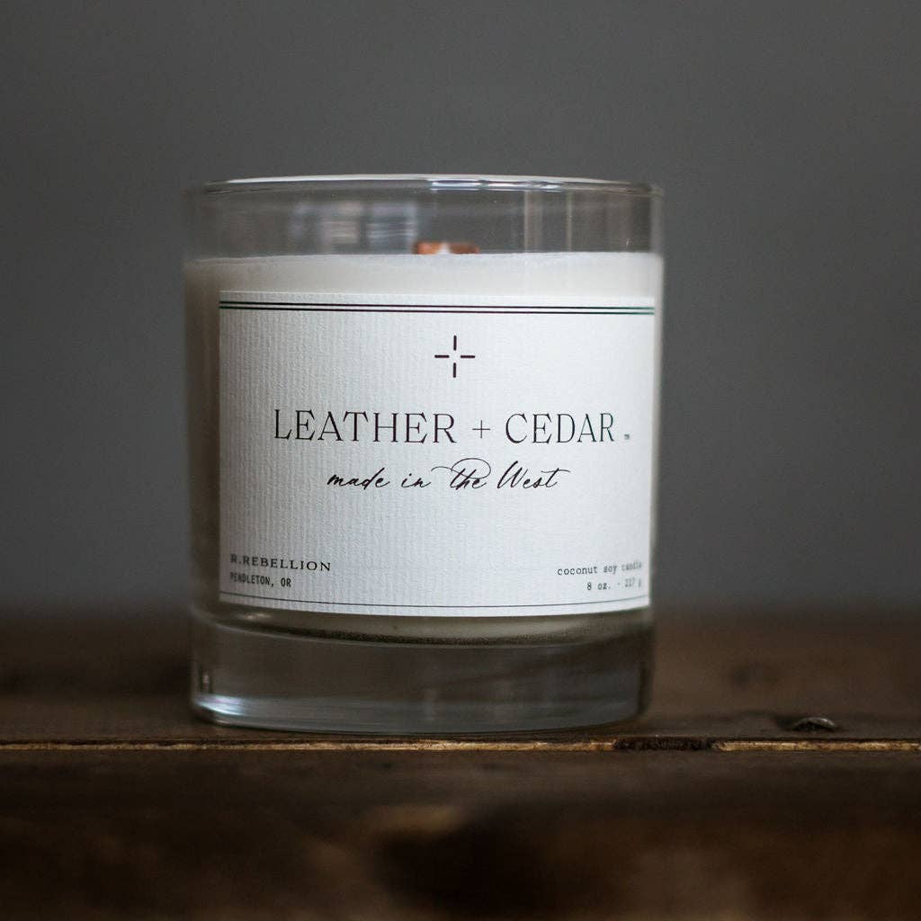 Leather + Cedar Candle 8 oz.