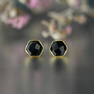 Semi Precious Hexagon Gemstone Studs (8mm gold)