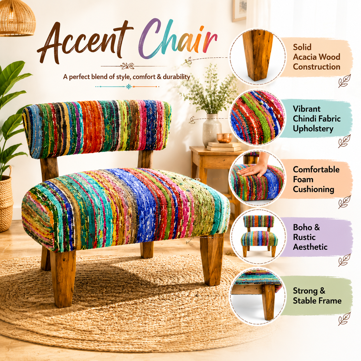 Upholstered Accent Chair, 25x25x27