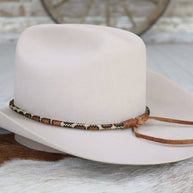 Round Orange Snake Print Beaded Hat Band