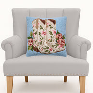 Floral Cowgirl Boots Hook Pillow