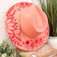Engraved Floral Rancher Hat, Full Brim