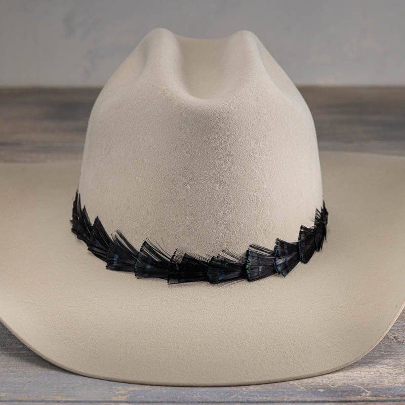 Iridescent Black Feather Hat Band - Sable