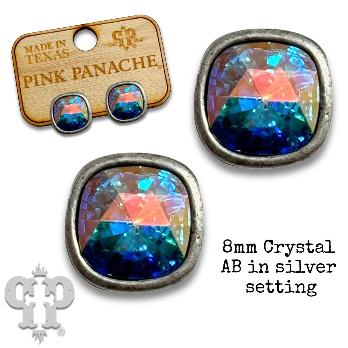 Square 8mm Swarovski® crystal post earrings