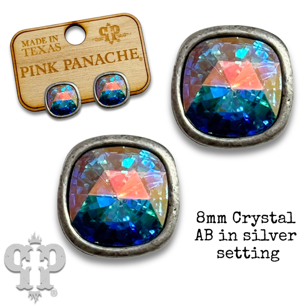 Square 8mm Swarovski® crystal post earrings