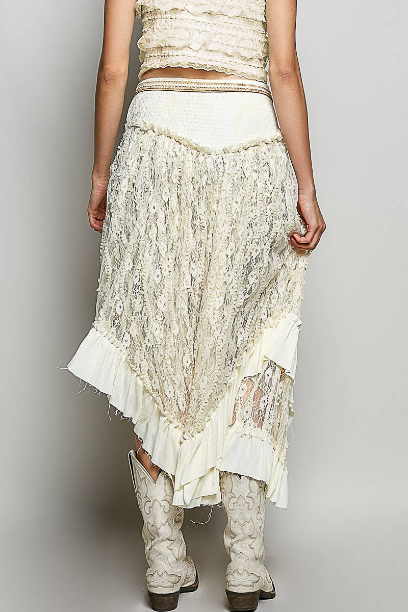 Reverse Ruffle Lace Skirt