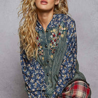 Embroidered Floral Patwork Sweater