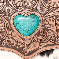 Hair-on-Hide Crossbody with Turquoise Heart