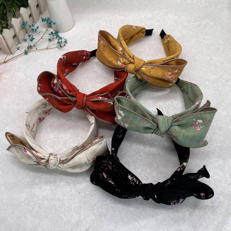 Wide Floral Bow Headband