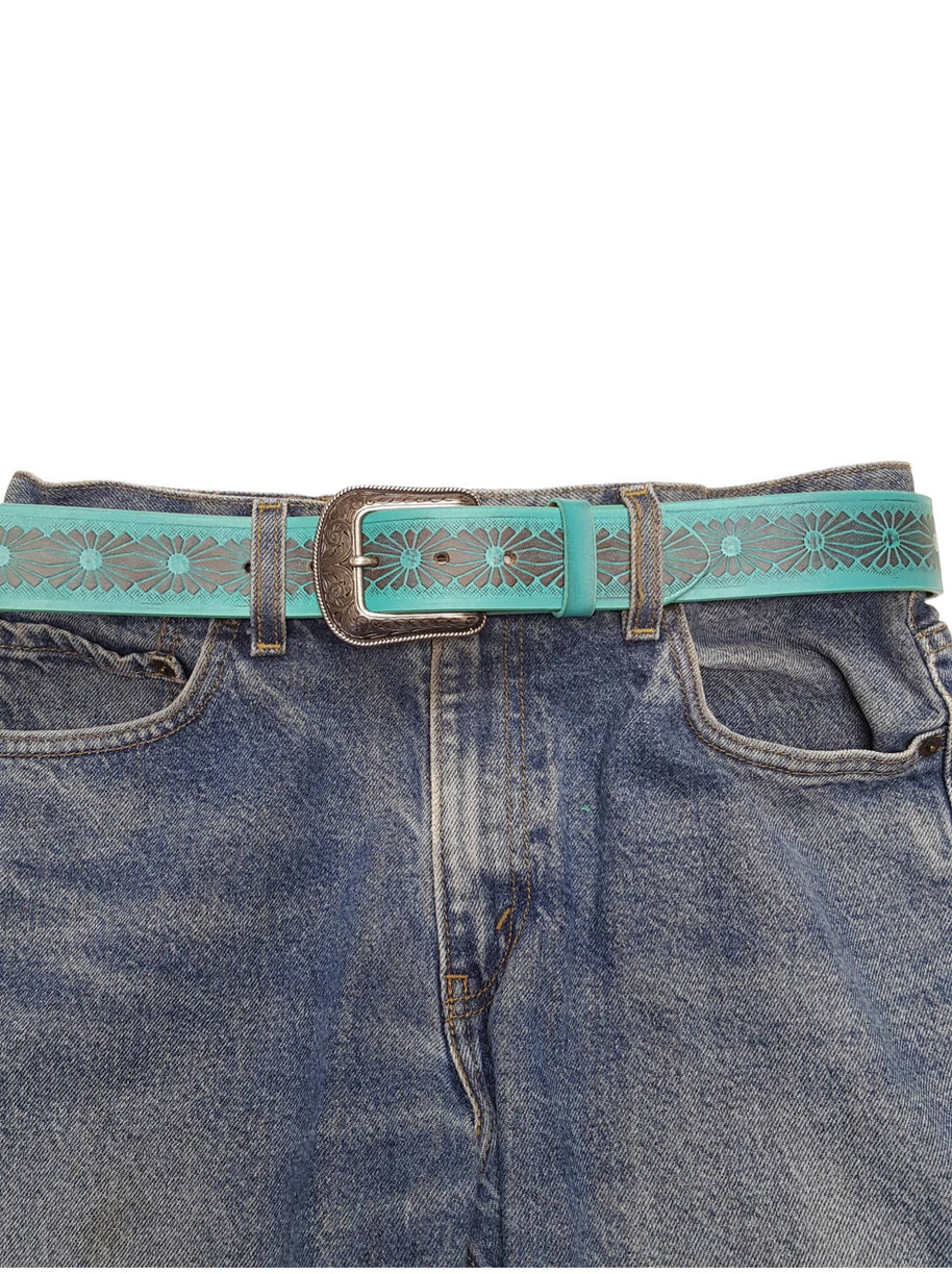 Western Hand Painted Floral Tooled Belt