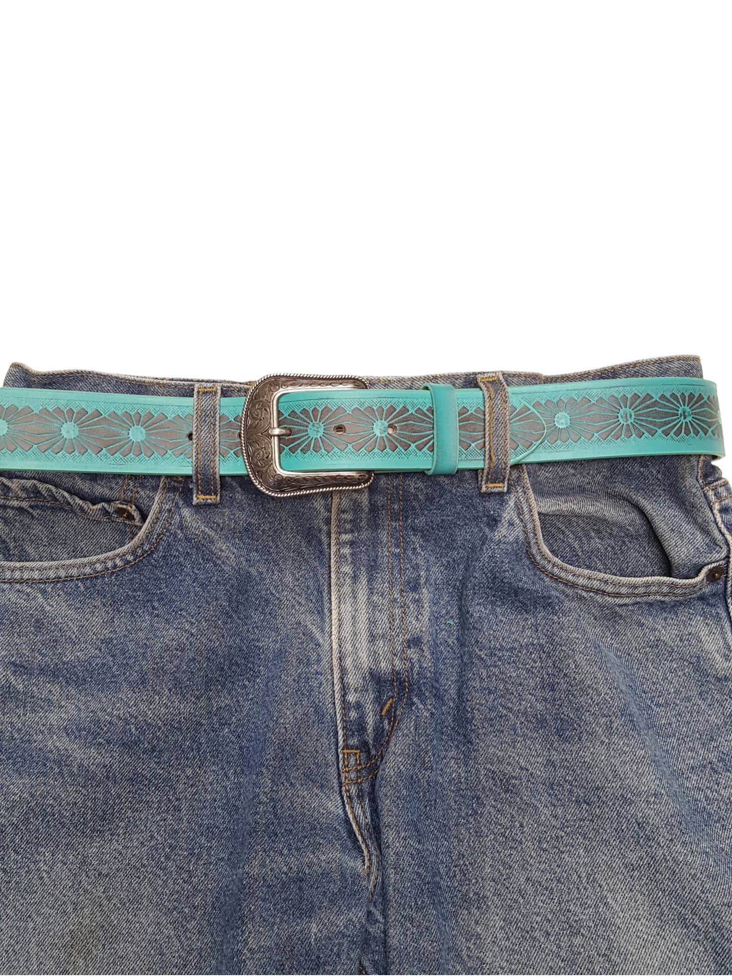 Western Hand Painted Floral Tooled Belt