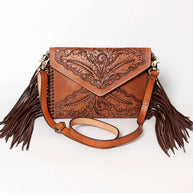 Embossed Leather & Fringe Purse