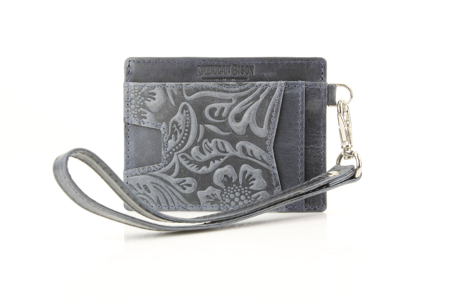 Small ID Wristlet Floral Filigree Leather