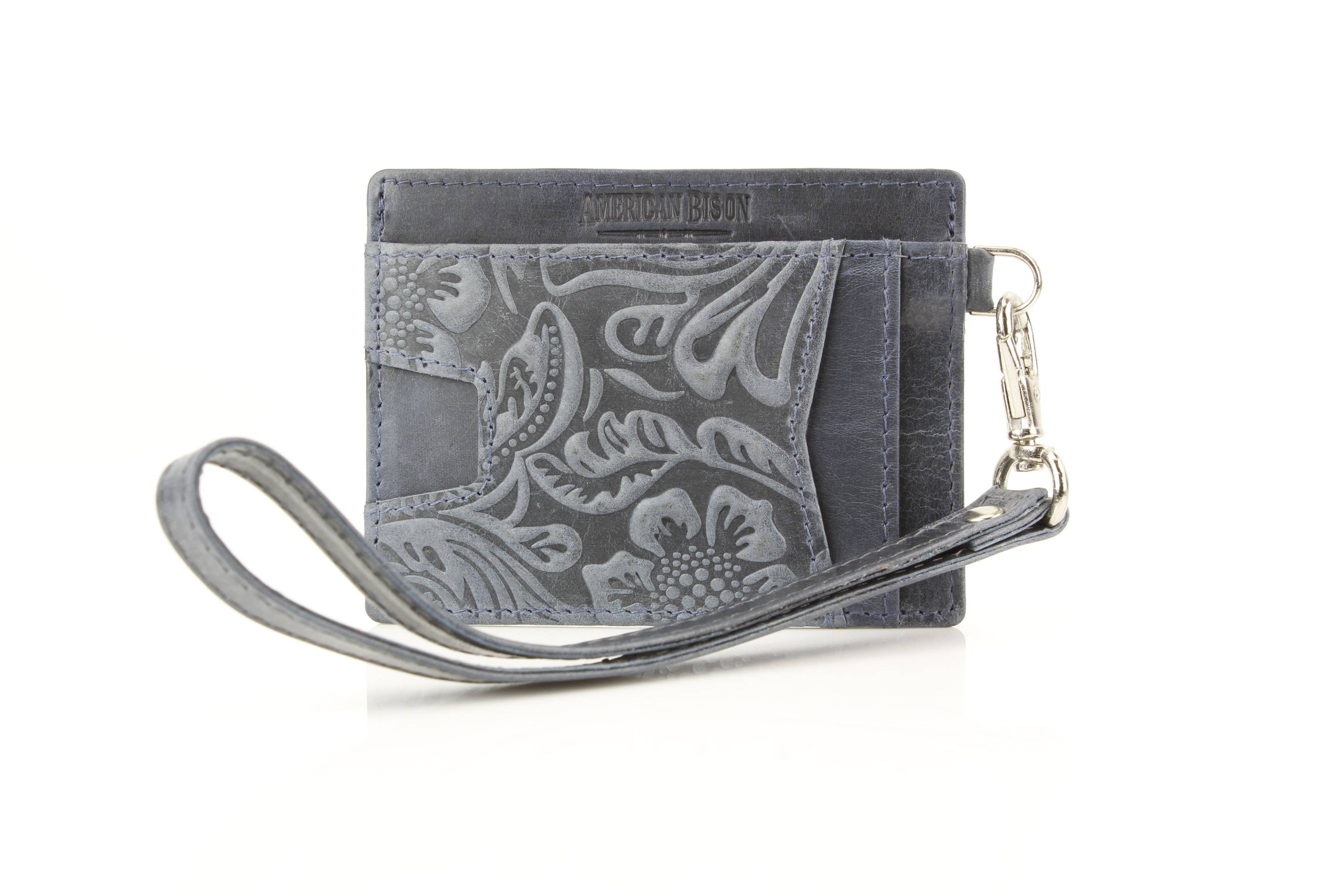 Small ID Wristlet Floral Filigree Leather
