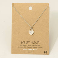 Gold Dipped Dainty Heart Lock Necklace