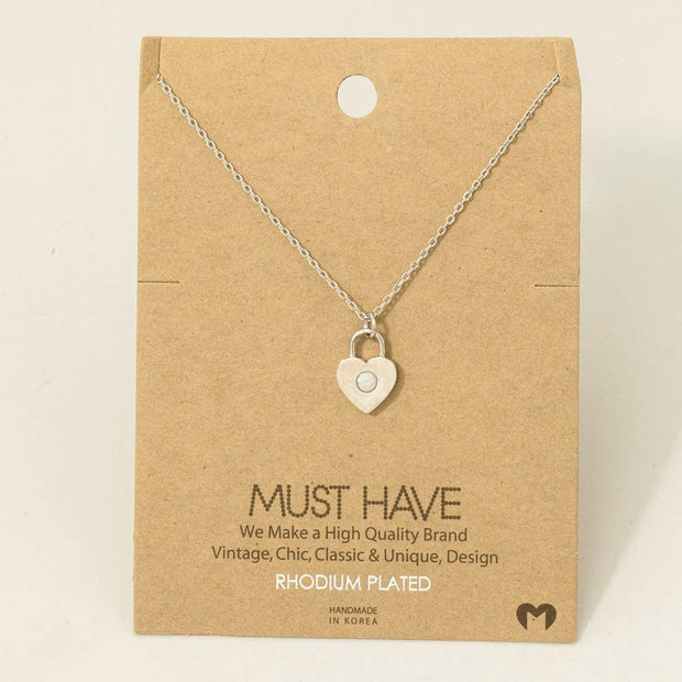 Gold Dipped Dainty Heart Lock Necklace