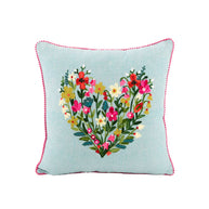 Heart & Crochet Flower Pillow
