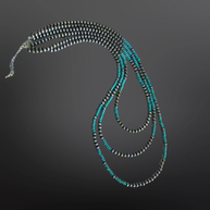 Western Faux Silver “Navajo Pearls” Turquoise Necklace