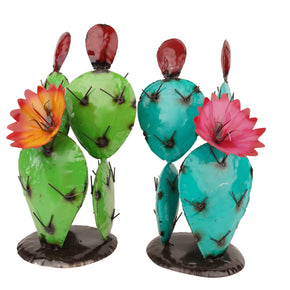 Blooming Metal Prickly Cactus Yard Art