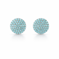 Sterling Silver Man-made Turquoise  Circle Studs