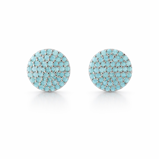 Sterling Silver Man-made Turquoise  Circle Studs