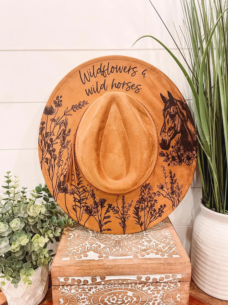 Engraved Floral Horse Hat