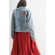 Rose Embroidered Denim Jacket