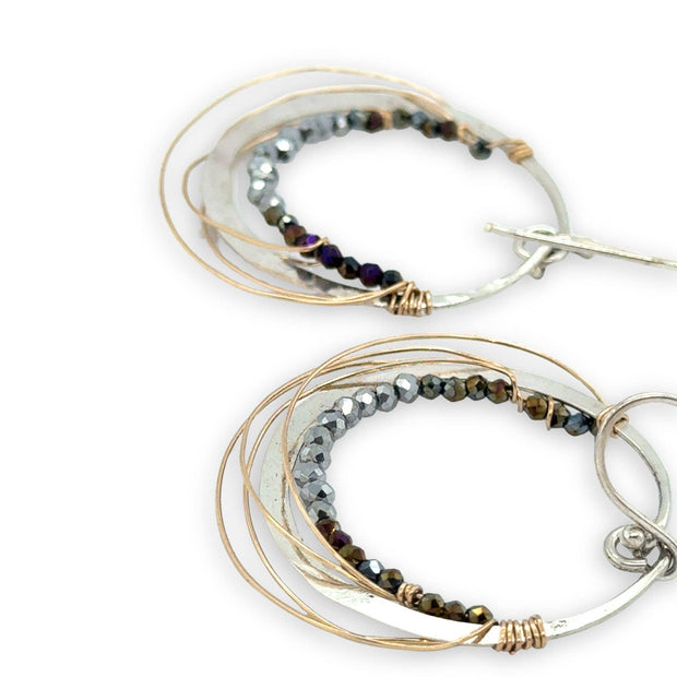 Metallic Crystal Hoop Earrings
