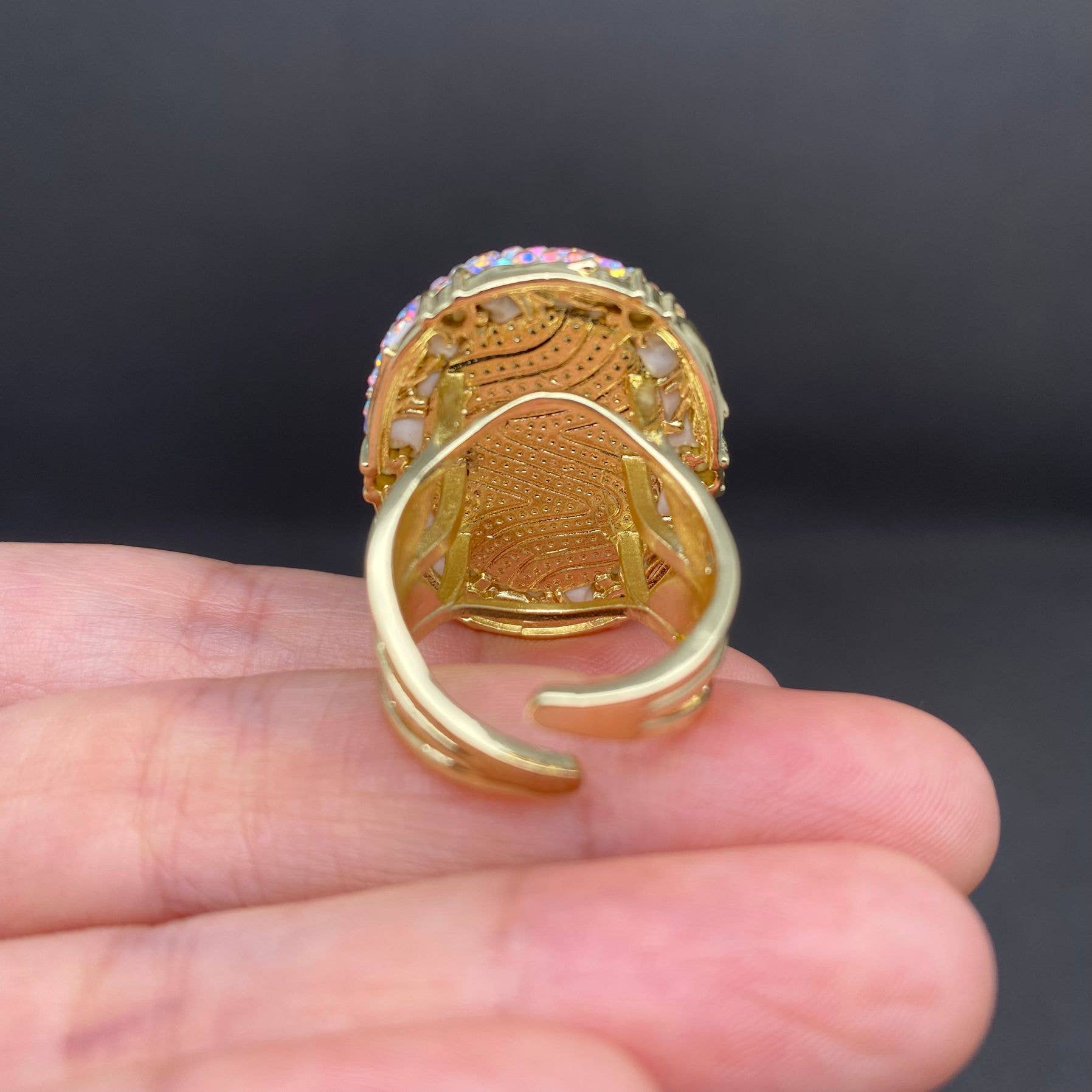 Rhinestone Inlaid Irregular Agate Ring