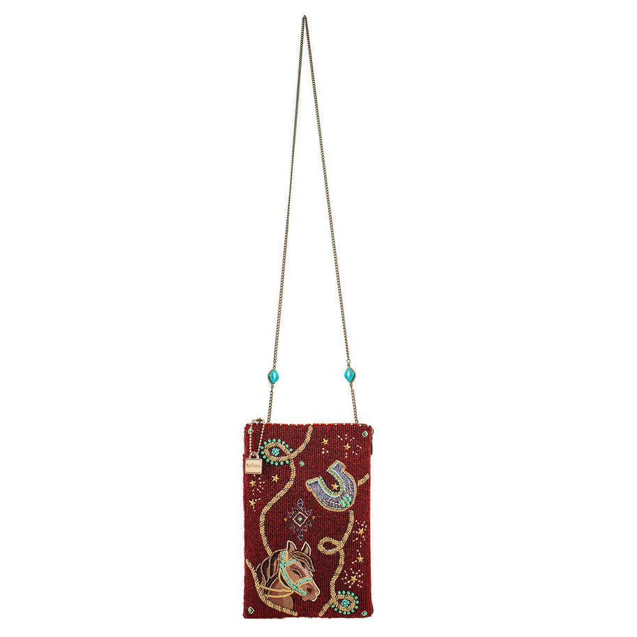 Saddle Up Burgundy Horse Western Mini Crossbody Handbag